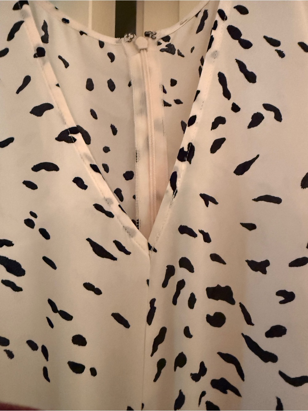 White V-Neck blouse with Black Abstract Spot Print